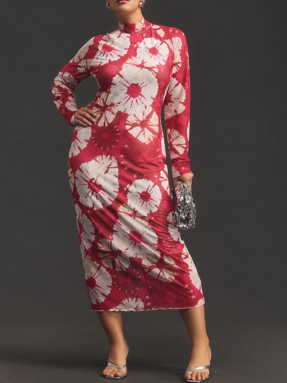 Anthropologie long-sleeved, mock-neck midi dress